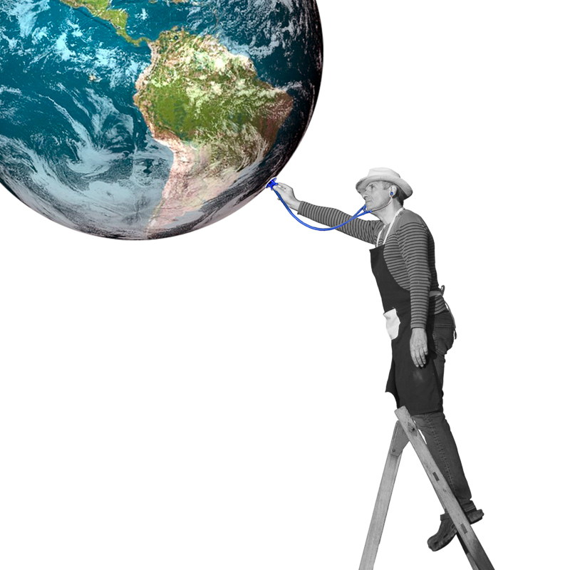 M. Panama ausculte la Terre - photo collage numérique - cbaud