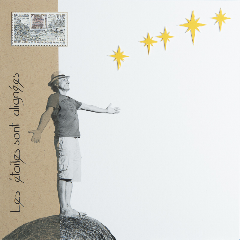 Les étoiles alignées v.2 - photo collage et calligraphie - cbaud