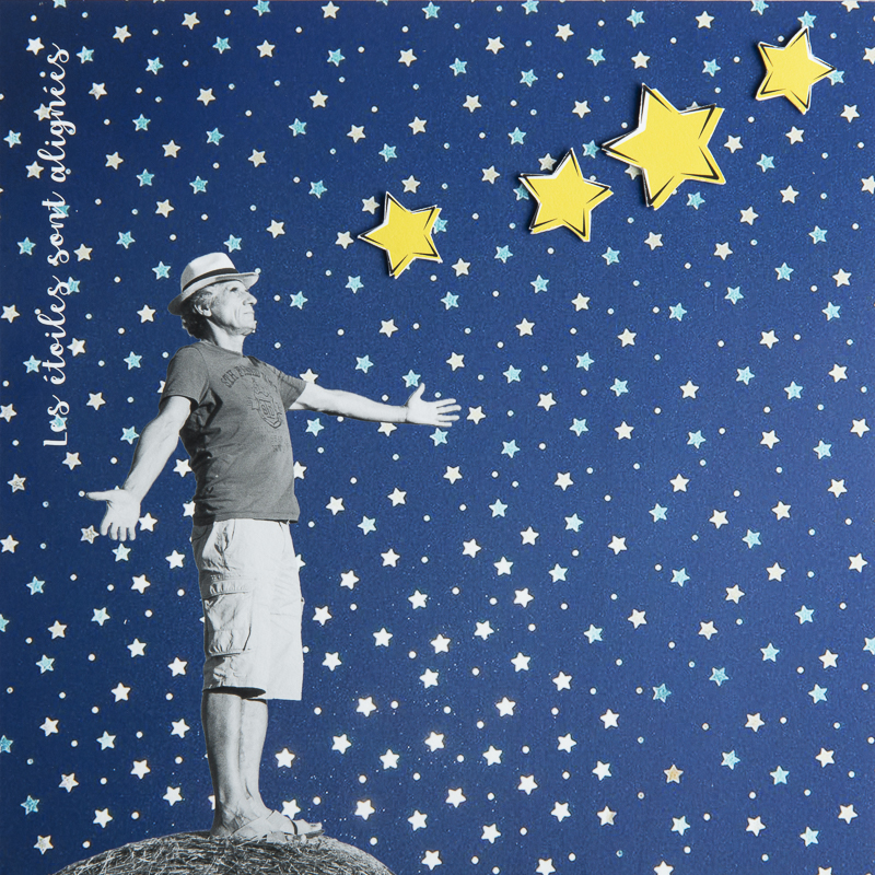 Les étoiles alignées v.1 - photo collage papier en relief - cbaud